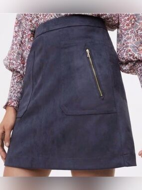 NWT LOFT Blue Suede Mini Skirt (10)